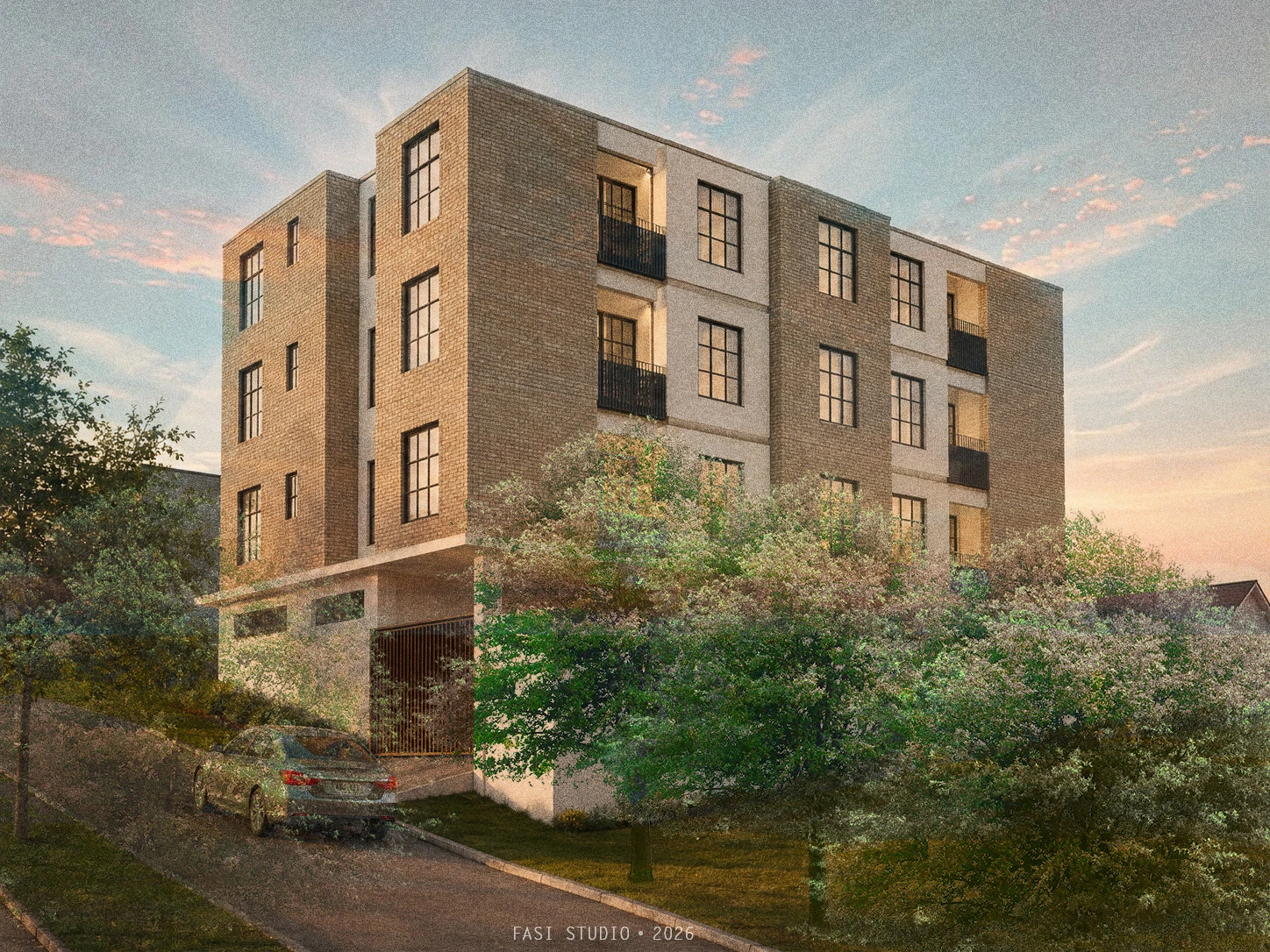 Tajiri Apartments - view from the approach.